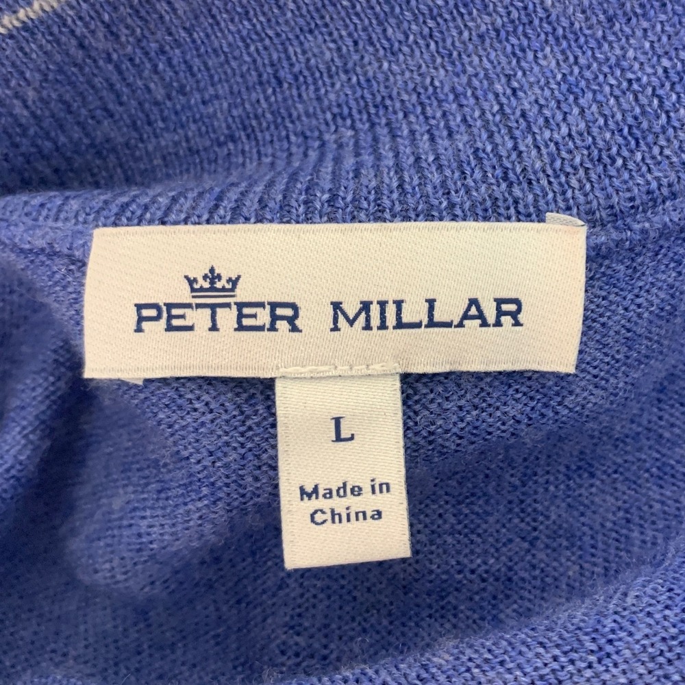 Peter Millar Sweater Men's Large Blue  1/4 Zip Merino Wool Golf Pullover - Picture 7 of 12